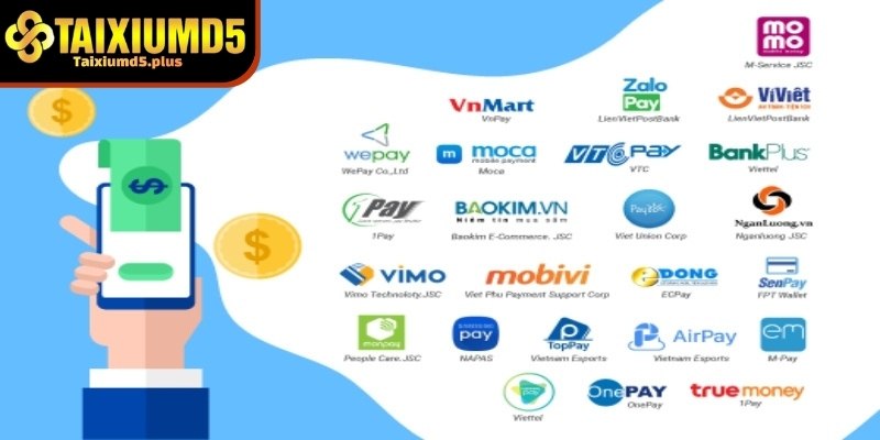 Ngoài ngân hàng, nạp tiền Tài Xỉu MD5 còn hỗ trợ ví điện tử để tăng tính linh hoạt